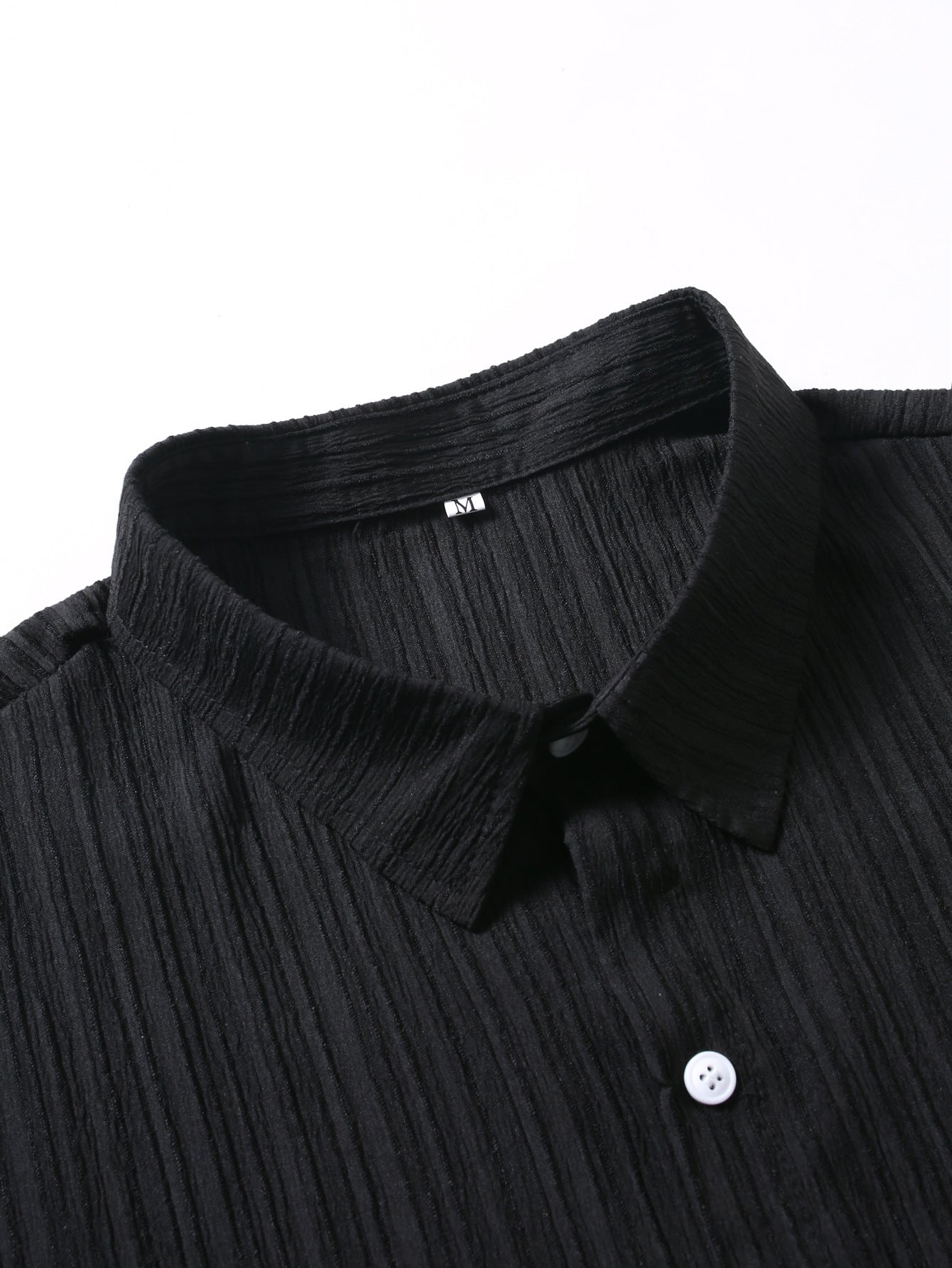 Crinkled Texture Print Button Up Shirt