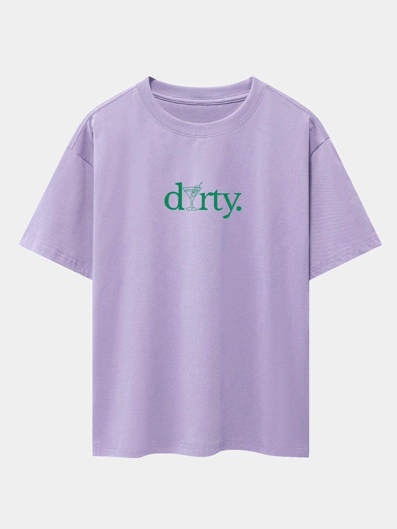 Dirty Cocktail Glass Print Drop Shoulder Oversize T-Shirt