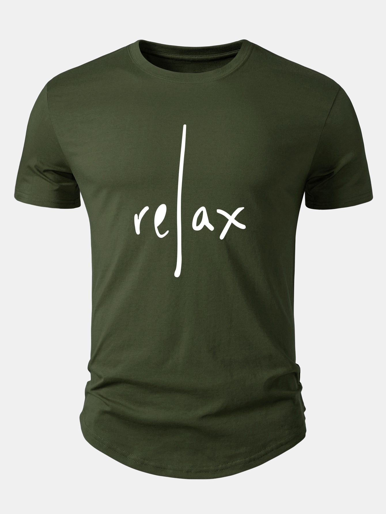 Relax Print Cotton Arc Hem T-Shirt
