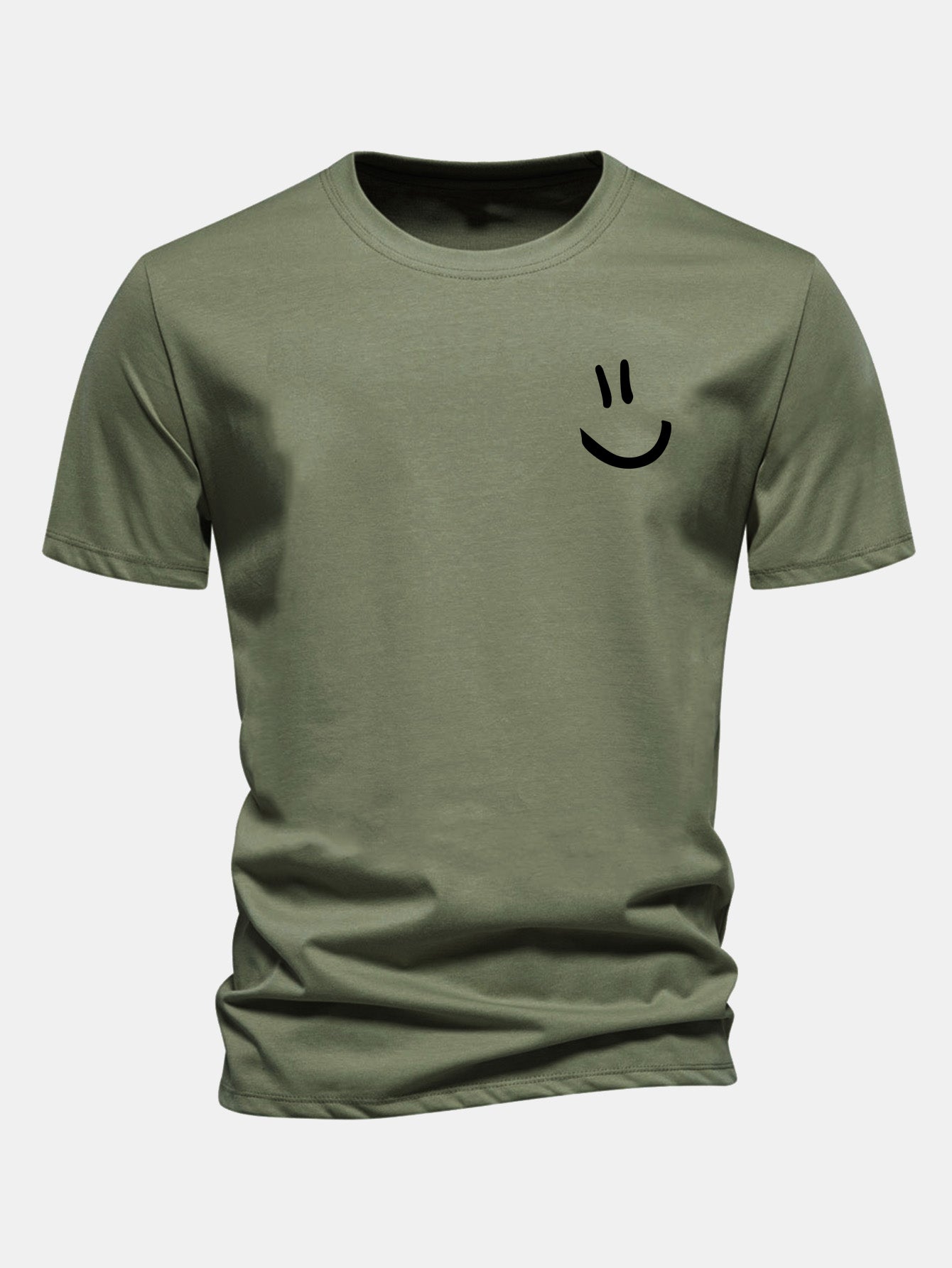 Regular Fit Smiley Face Print Cotton T-Shirt