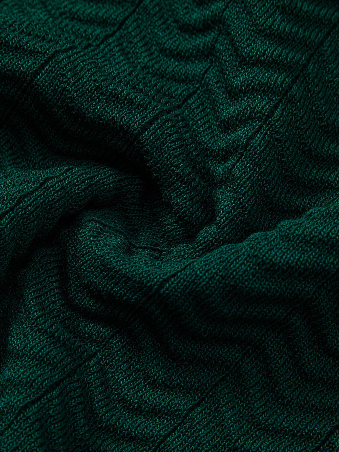 Texture Contrast Knitted V Neck Polo Shirt