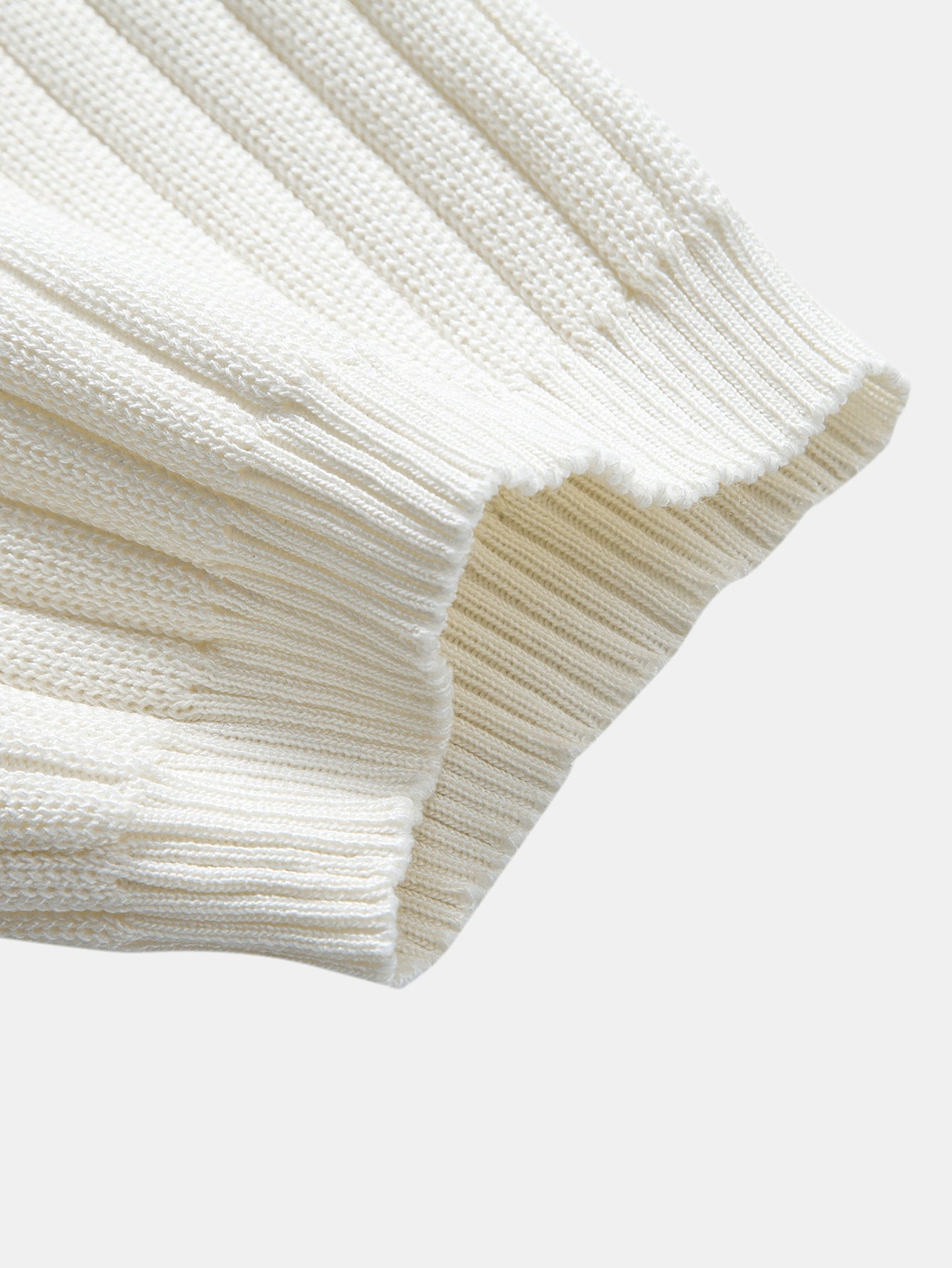 Ribbed Crew Neck Knit T-Shirt