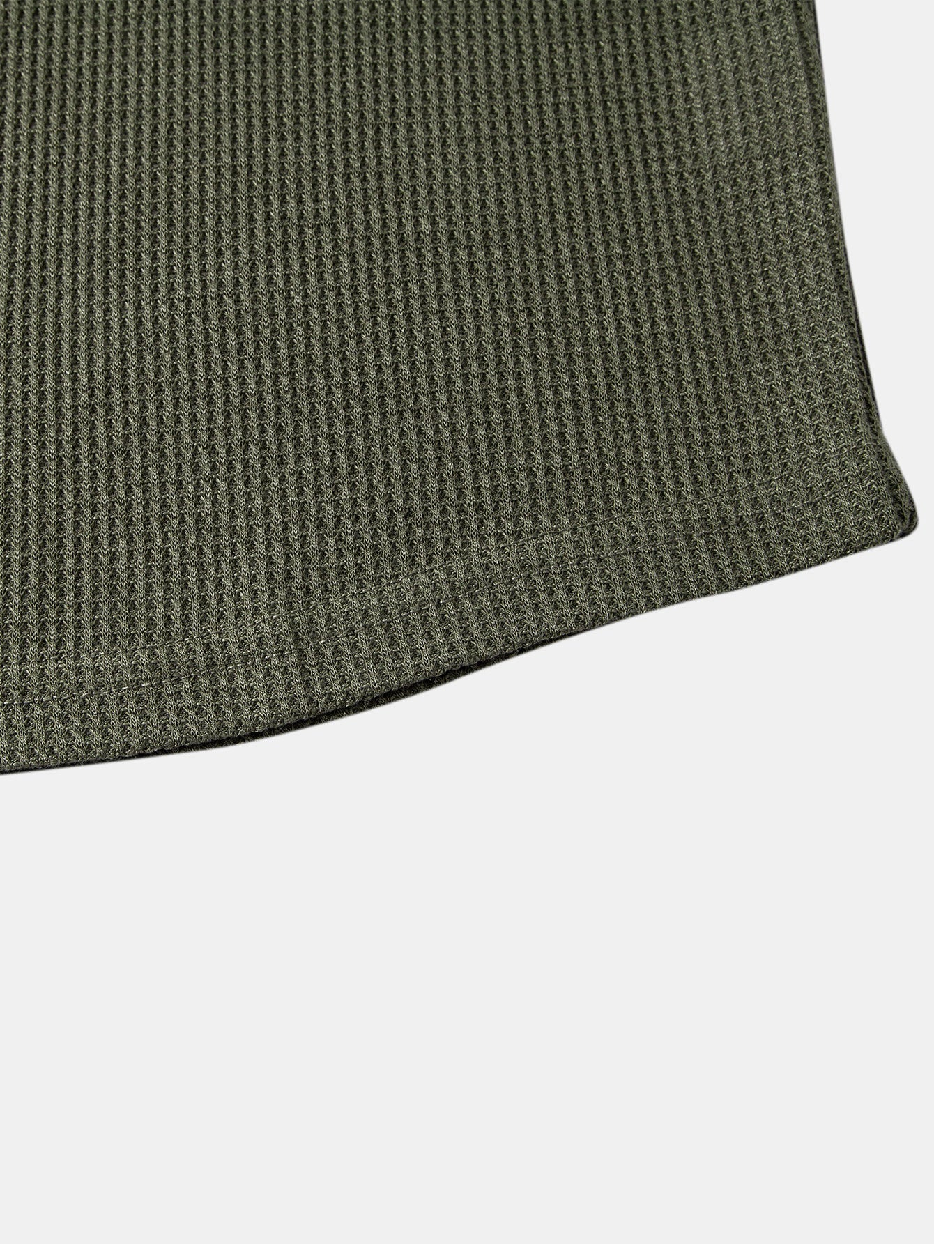 Long Sleeve Arc Hem Waffle Henley Shirt