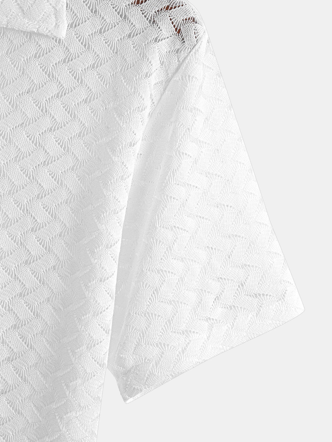 Hollow Out Textured Cuban Shirt
