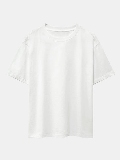 Plum Blossom And Crane Back Print Drop Shoulder Oversize T-Shirt