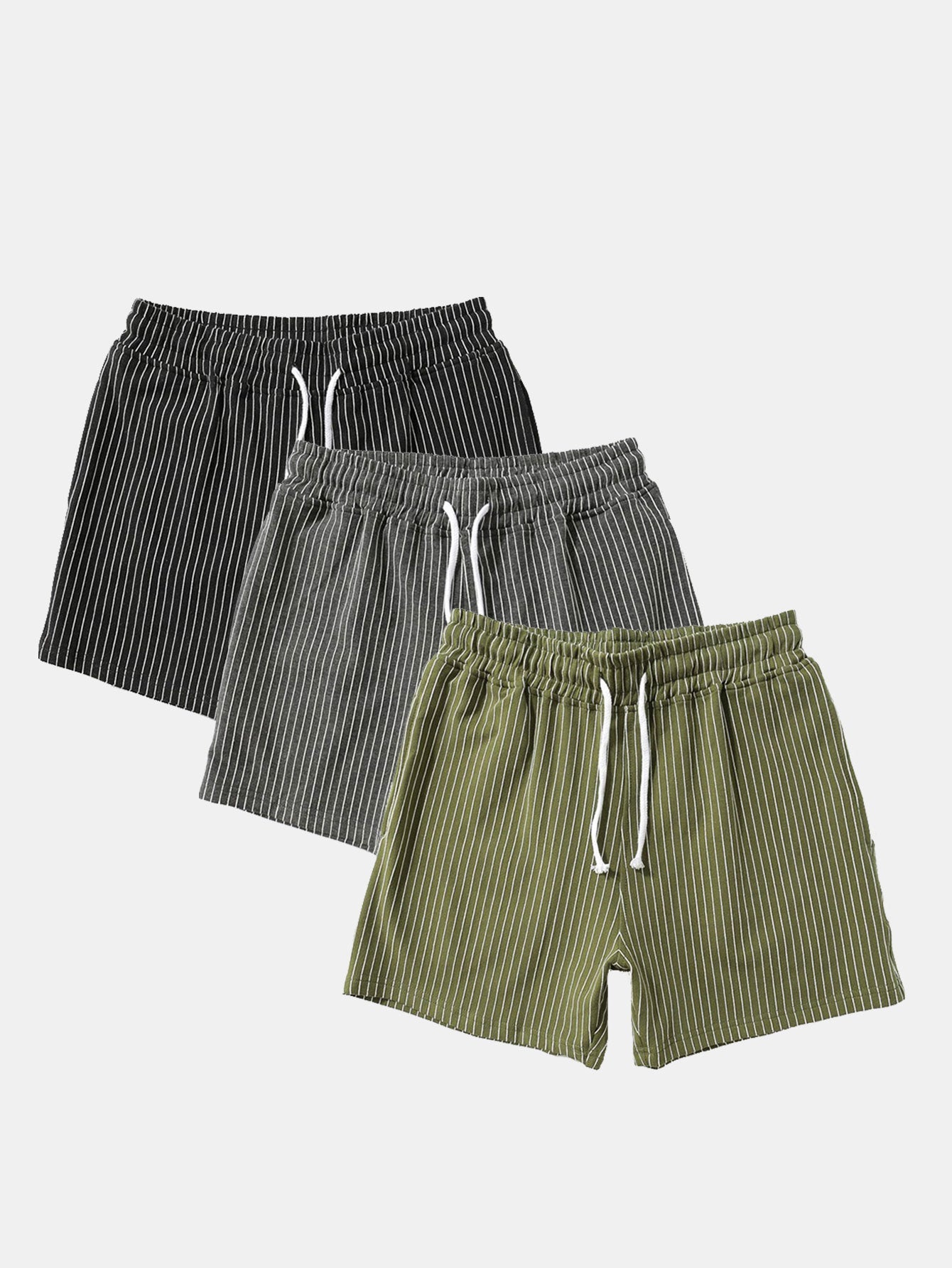 3 Pieces Striped Jersey 3" Shorts