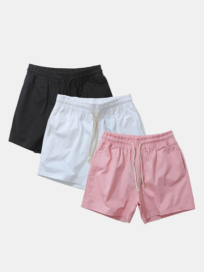3 Pieces Cotton 3" Drawstring Shorts