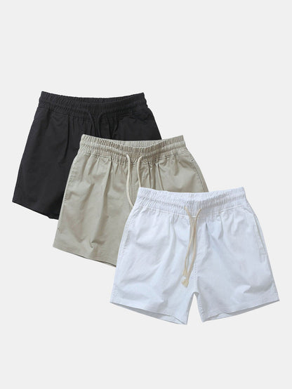 3 Pieces Cotton 3" Drawstring Shorts