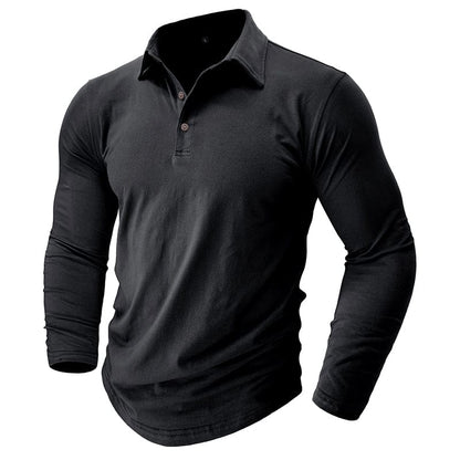 Fitted Long Sleeve Polo For Muscular Build