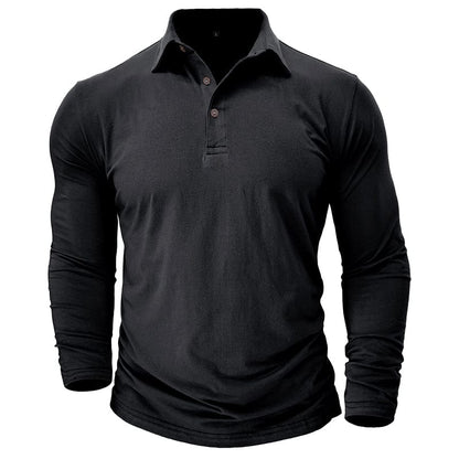 Fitted Long Sleeve Polo For Muscular Build