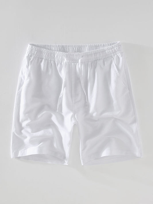 Linen Cotton Blend Drawstring Shorts