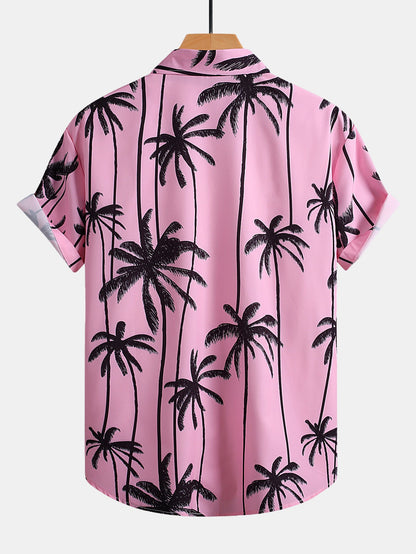 Palm Tree Print Button Up Shirt