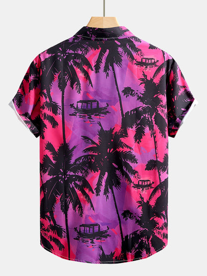 Palm Tree Print Button Up Shirt