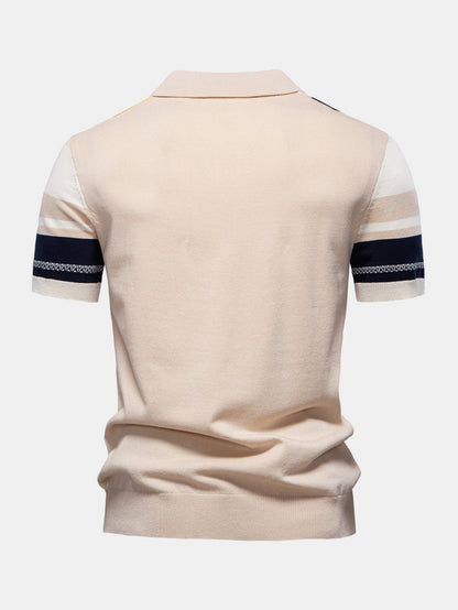 Contrast Stripe Knit Polo Shirt