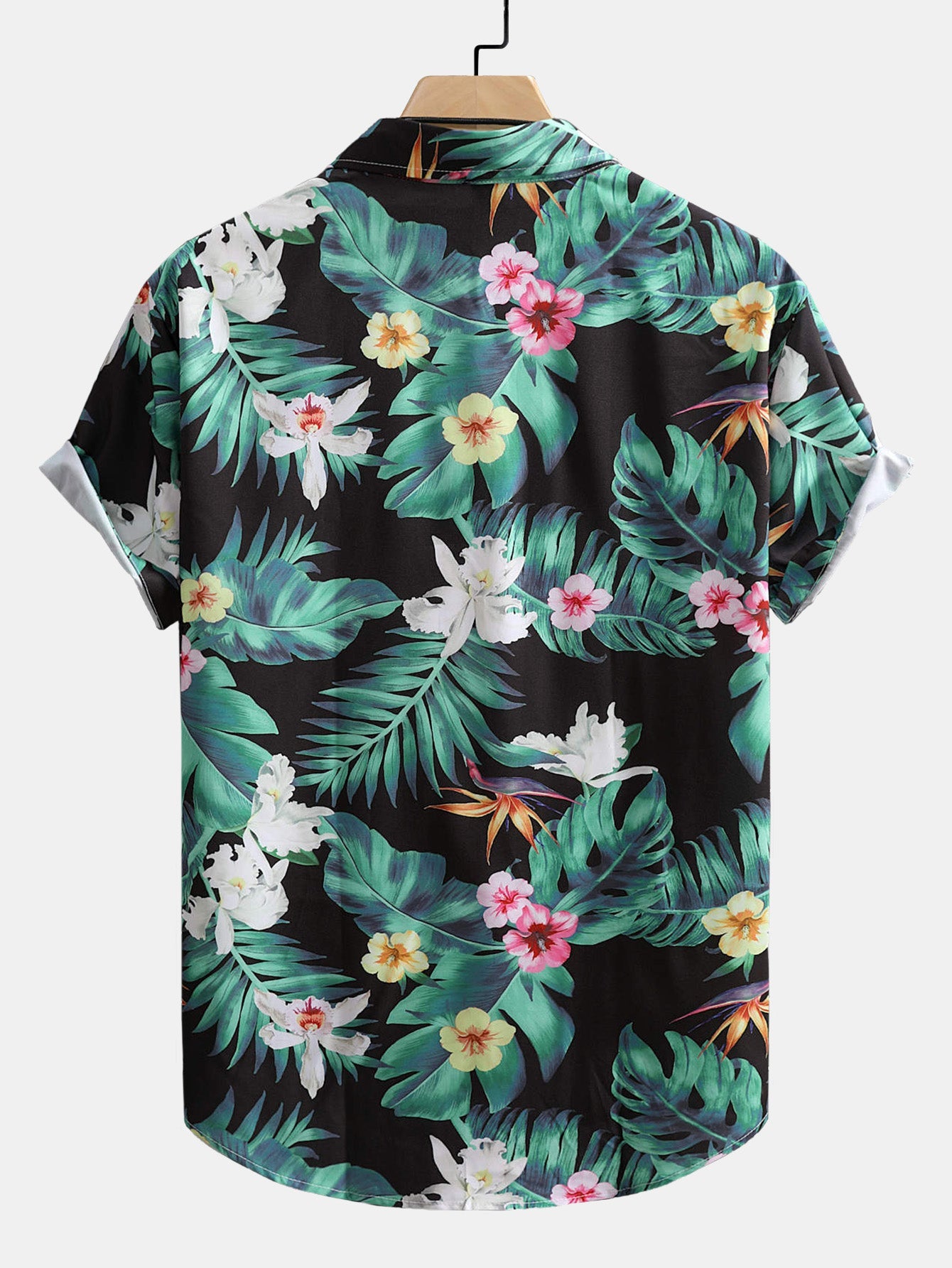 Tropical Flowers Print Button Up Shirt