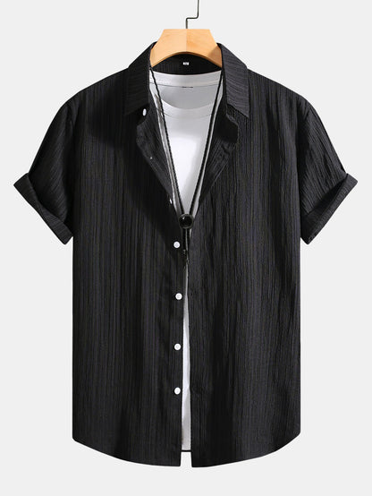 Crinkled Texture Print Button Up Shirt