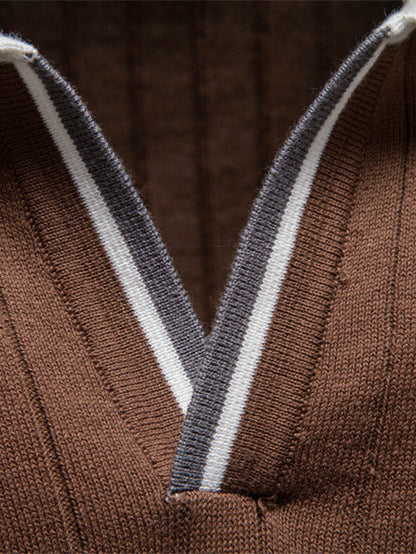 Contrast Trim Johnny Collar Polo