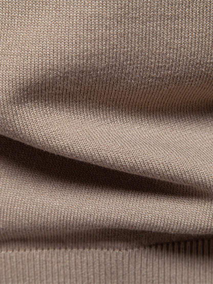 Stripe Knit Zip Up Polo Shirt
