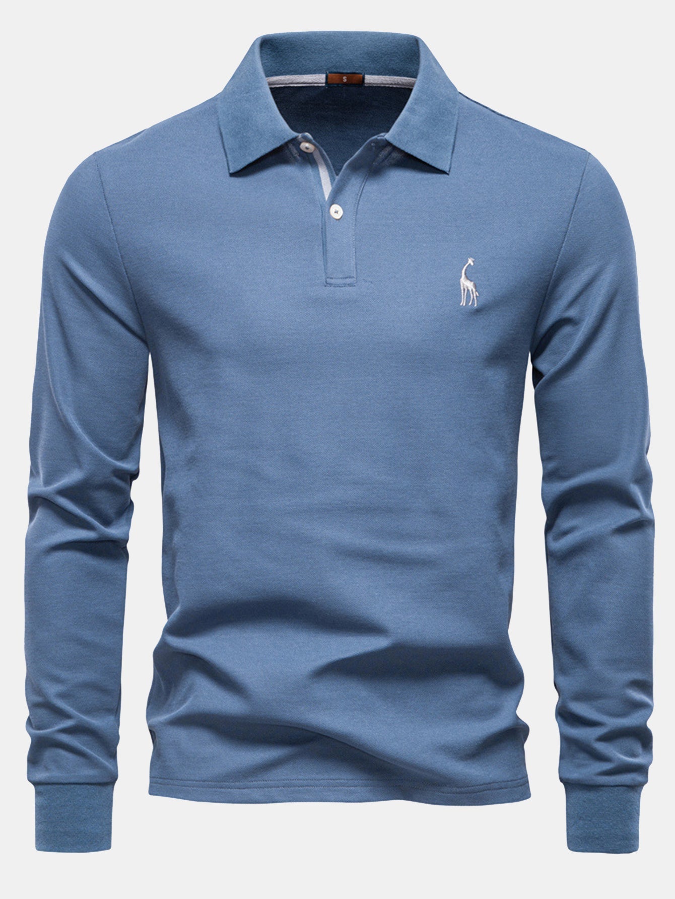 Long Sleeved Giraffe Embroidery Polo Shirt