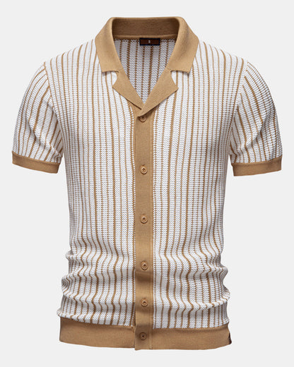 Stripe Crochet Button Up Shirt