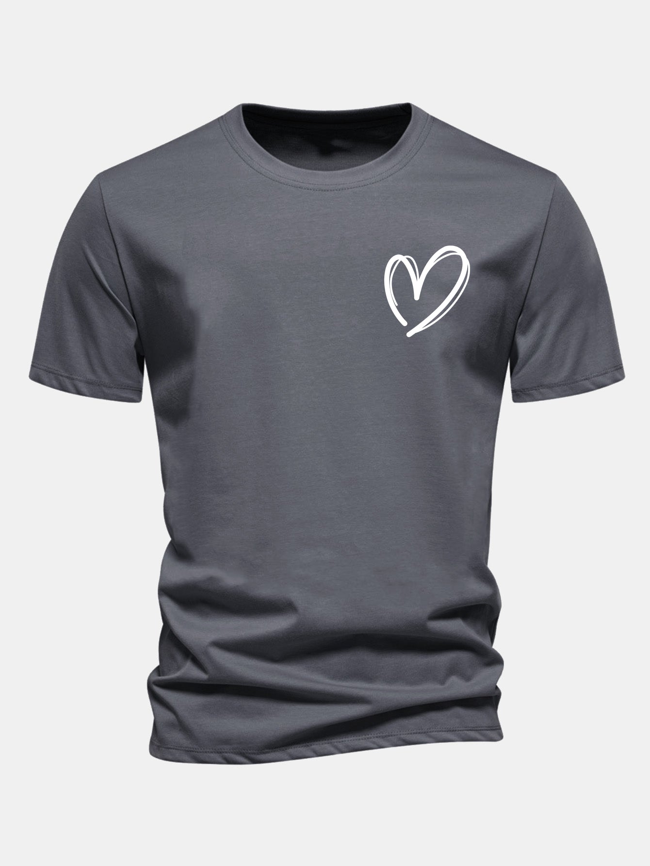 Regular Fit Heart Print Cotton T-Shirt