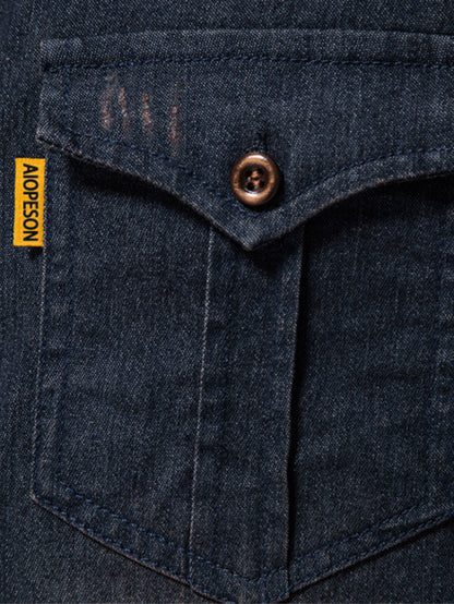 Washed Denim Western Shirt With Pockets