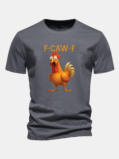 Regular Fit Rooster Print Cotton T-Shirt