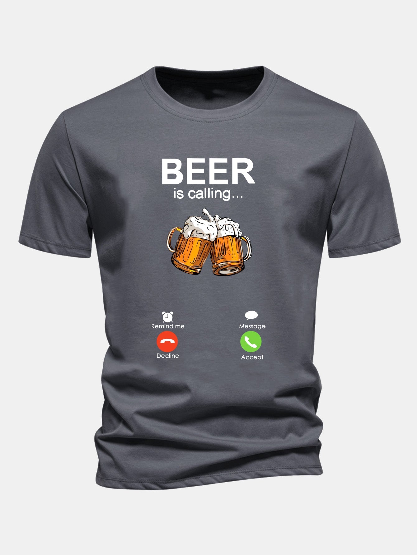 Regular Fit Beer Is Calling Print Cotton T-Shirt