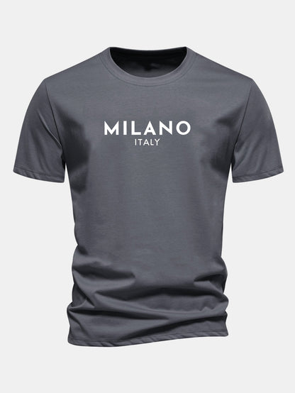 Regular Fit Milano Italy Print Cotton T-Shirt