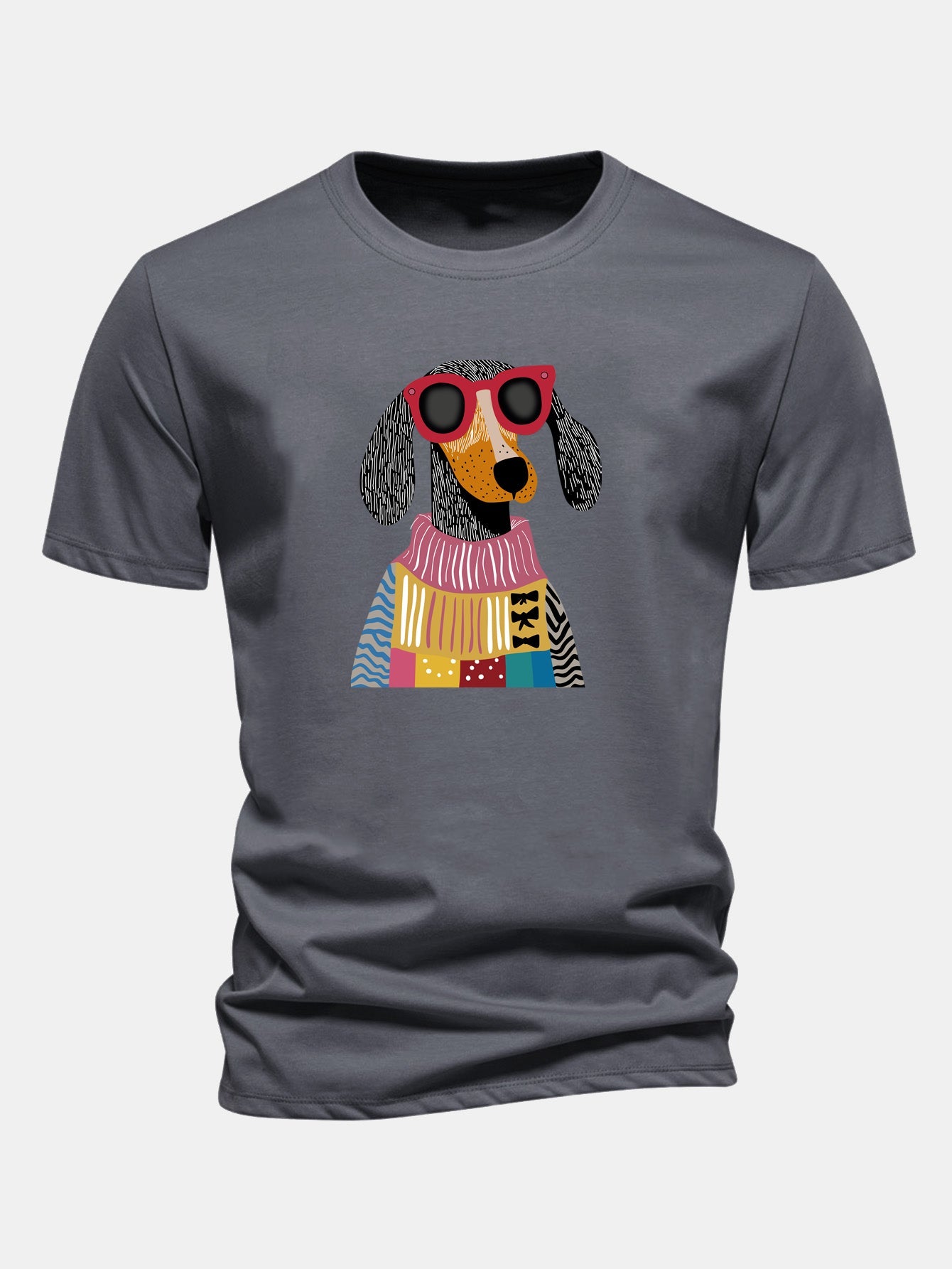Regular Fit Sweater Dog Print Cotton T-Shirt