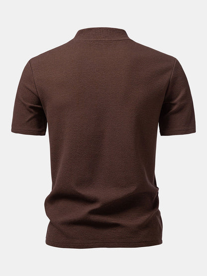 Ribbed Mock Neck T-Shirt