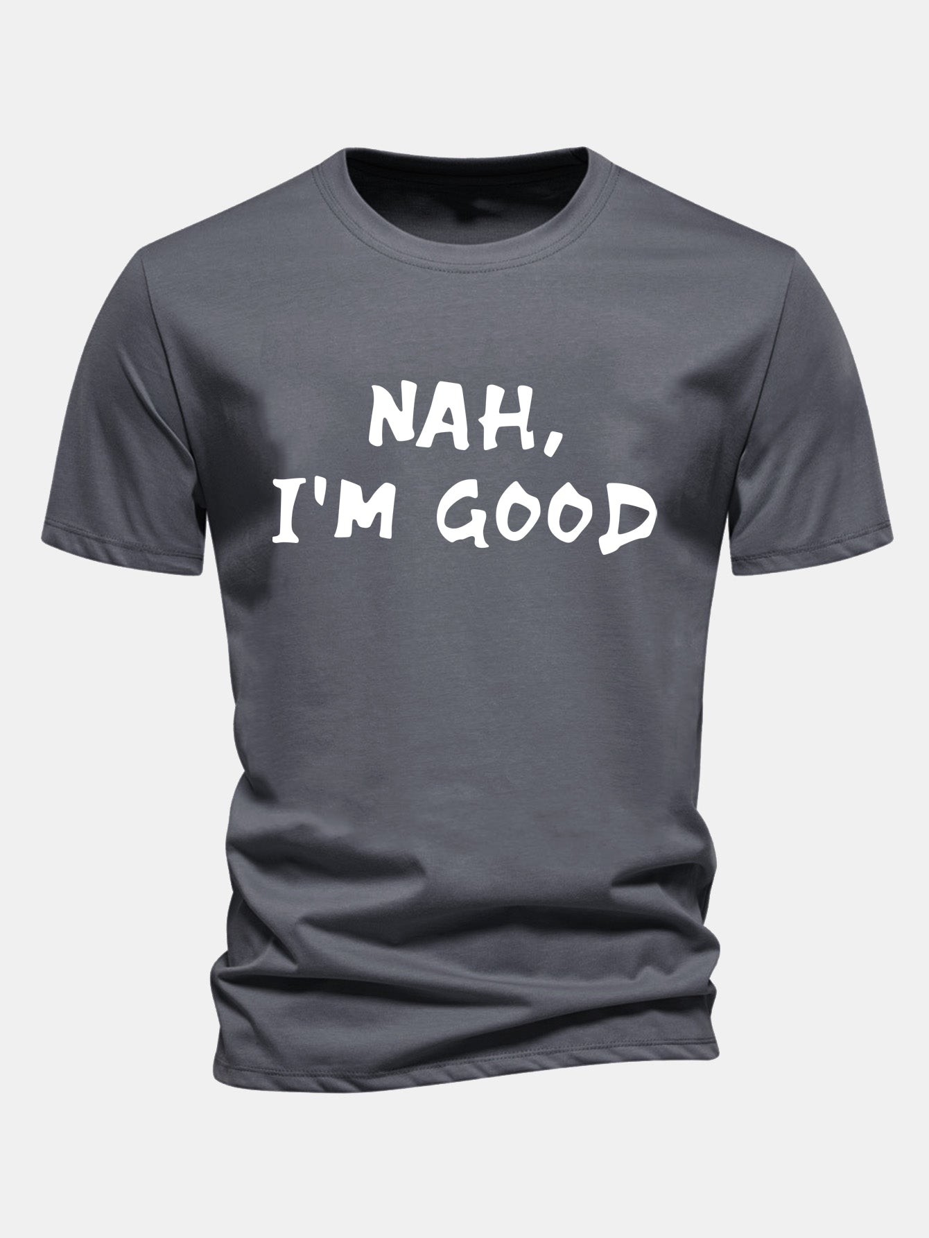 Regular Fit Nah I'm Good Print Cotton T-Shirt