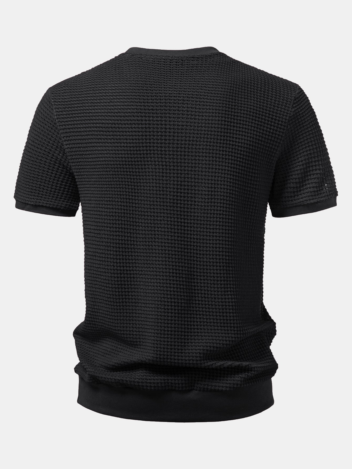 Short Sleeve Waffle Ribbed Hem T-Shirt