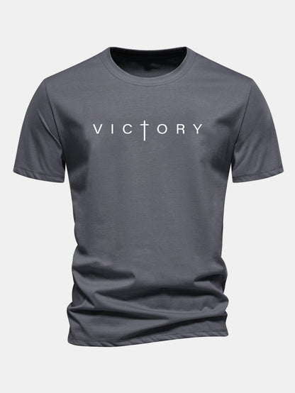 Regular Fit Victory Slogan Print Cotton T-Shirt