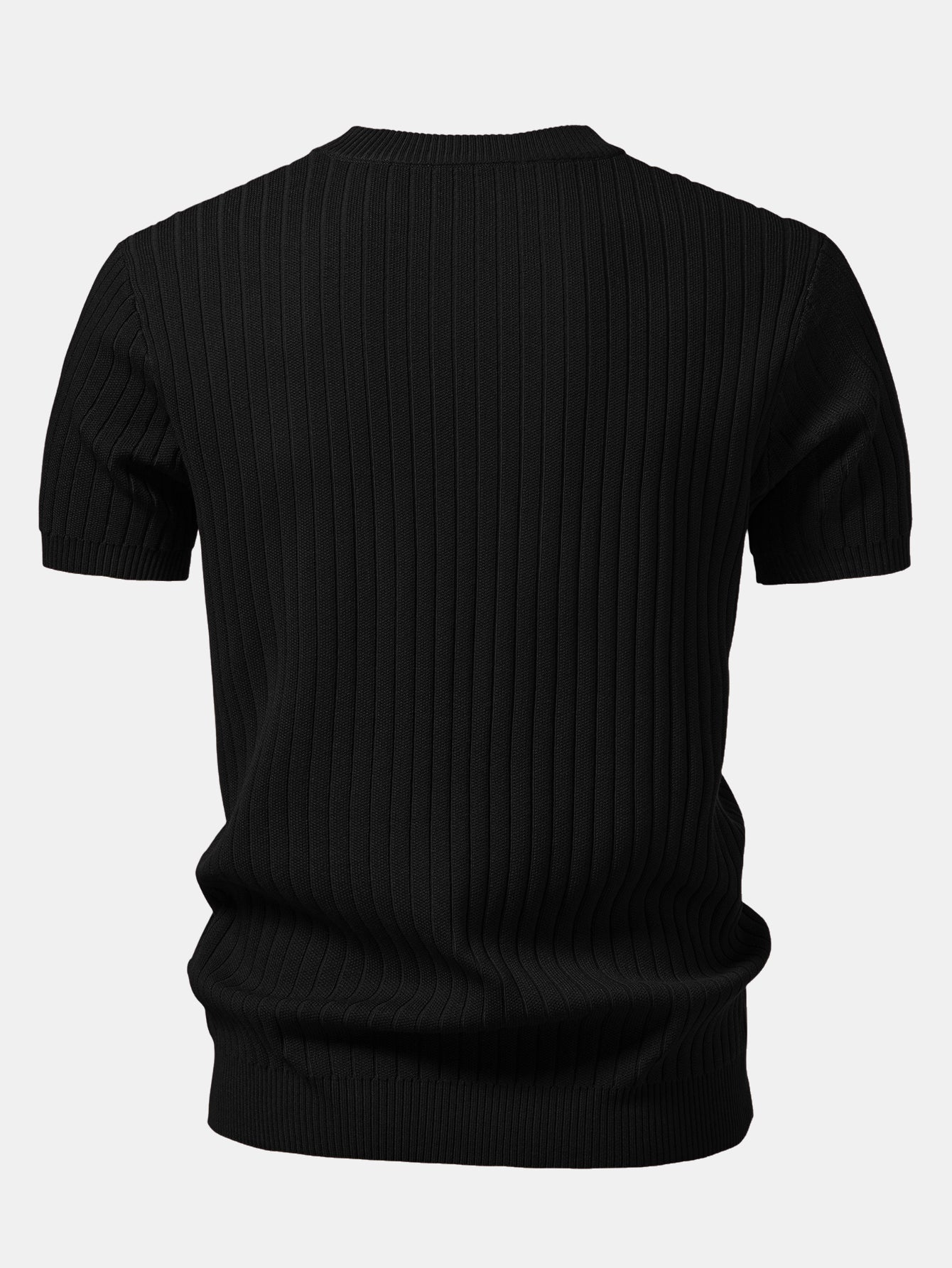 Ribbed Crew Neck Knit T-Shirt