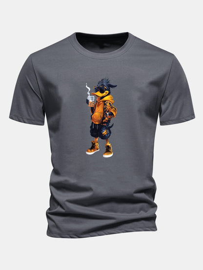 Regular Fit Carton Duck Print Cotton T-Shirt