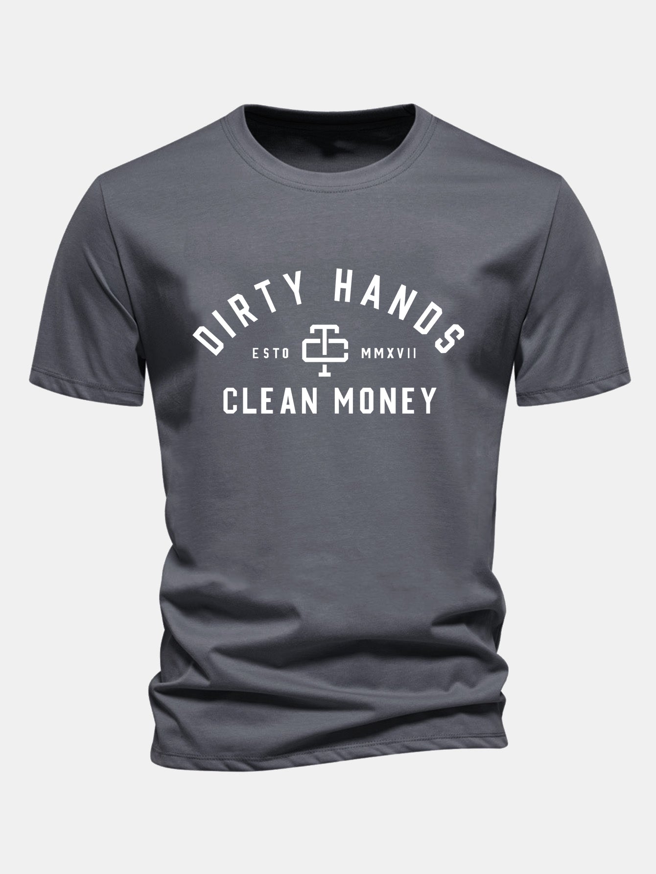 Regular Fit Dirty Hands Clean Money Print Cotton T-Shirt