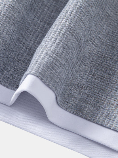 2 In 1 Long Sleeved Crew Neck Waffle T-Shirt