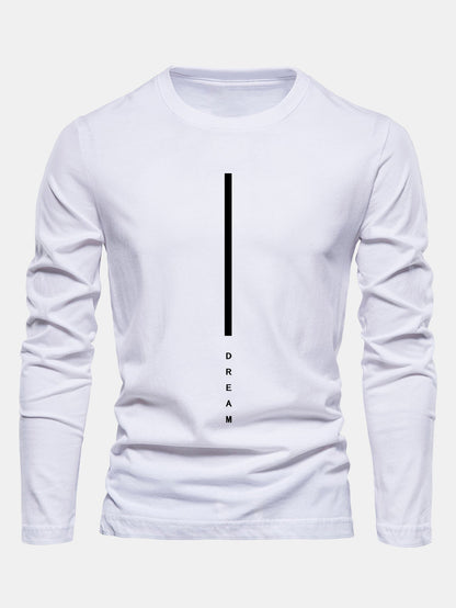 Long Sleeve Dream Stripe Print Cotton T-Shirt
