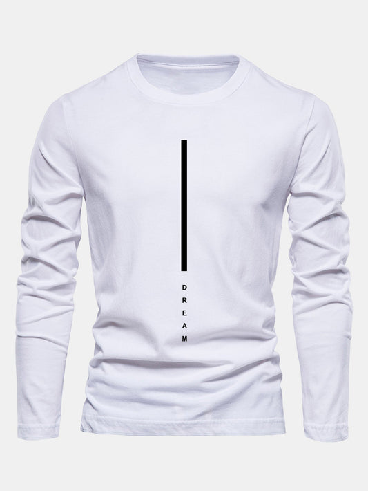 Long Sleeve Dream Stripe Print Cotton T-Shirt