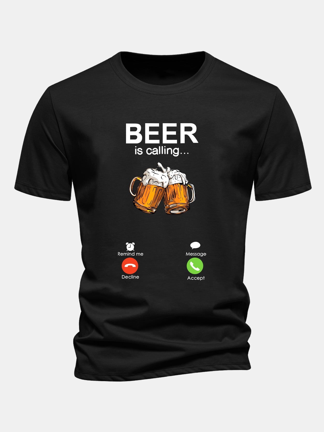 Regular Fit Beer Is Calling Print Cotton T-Shirt