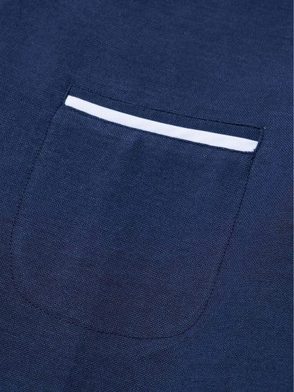 Long Sleeve Contrast Stand Collar Oxford Shirt