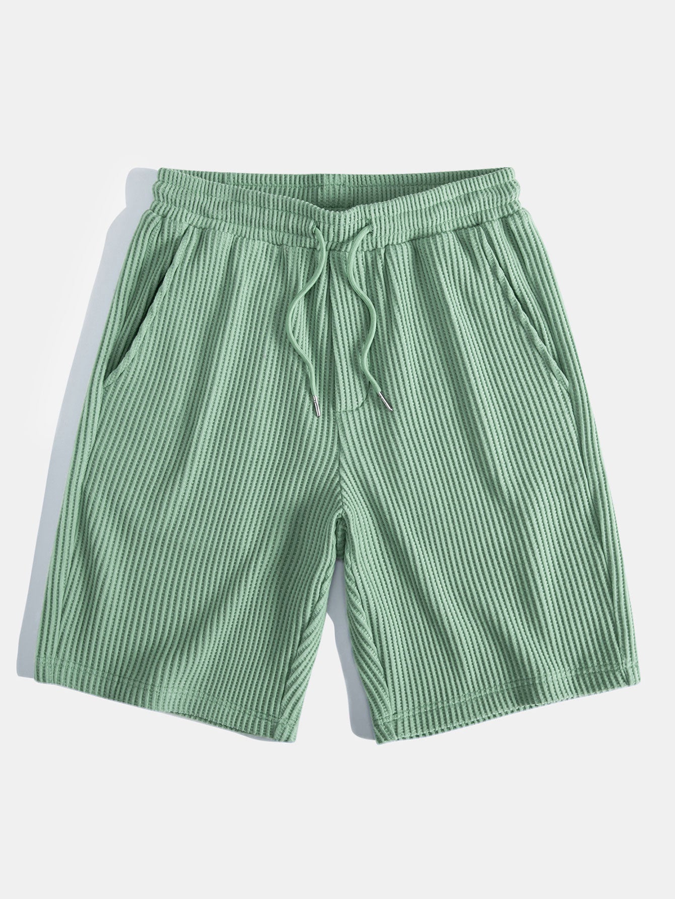 3 Pieces Drawstring Knitted Waffle Shorts