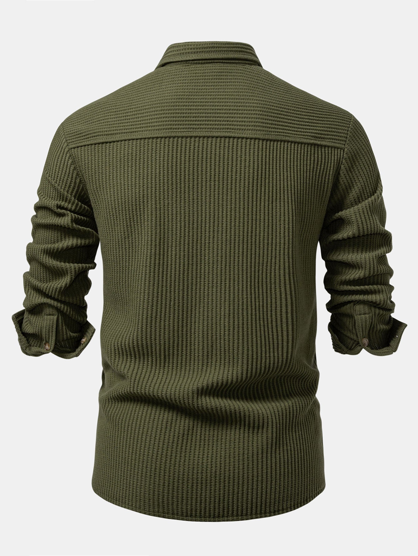 Long Sleeved Waffle Button Up Shirt