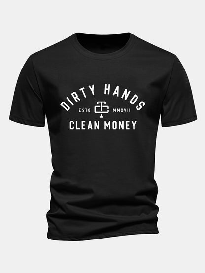 Regular Fit Dirty Hands Clean Money Print Cotton T-Shirt
