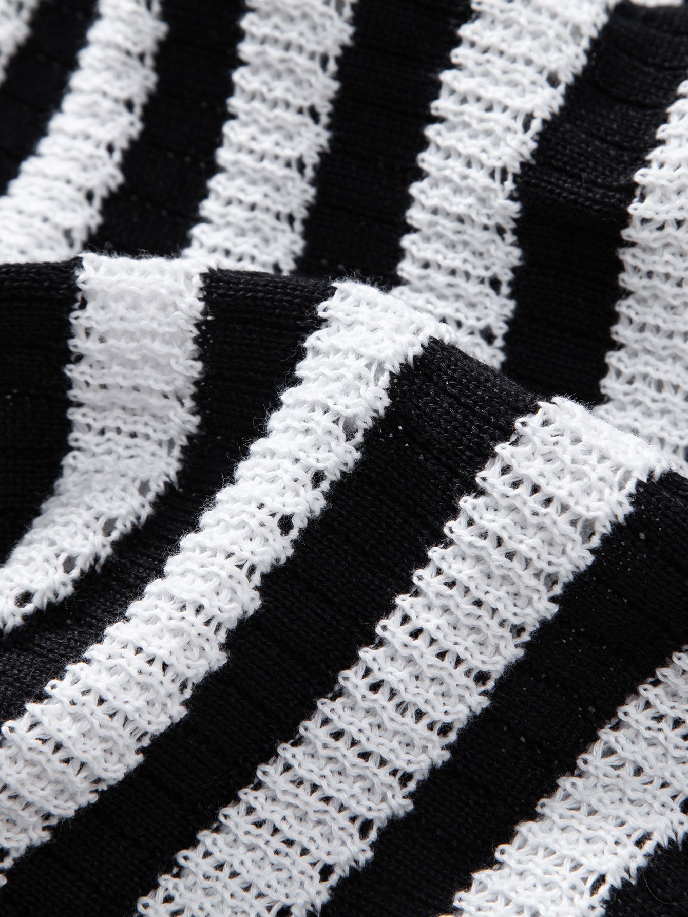 Drop Shoulder Stripe Crochet Shirt