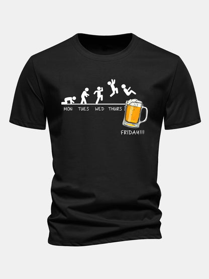 Regular Fit Beer Weekly Evolution Print Cotton T-Shirt