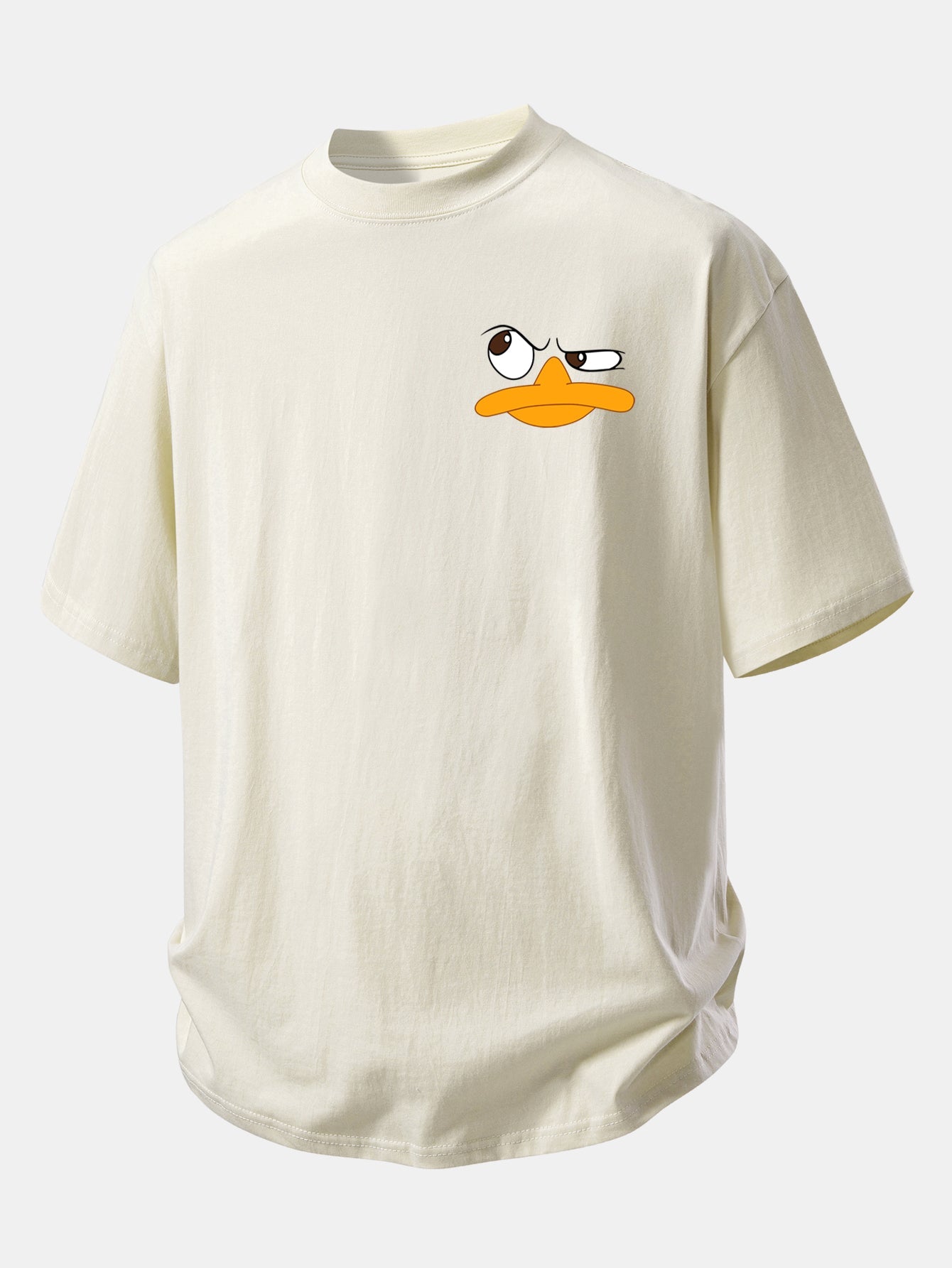 Relax Fit Emoji Duck Print Cotton T-Shirt