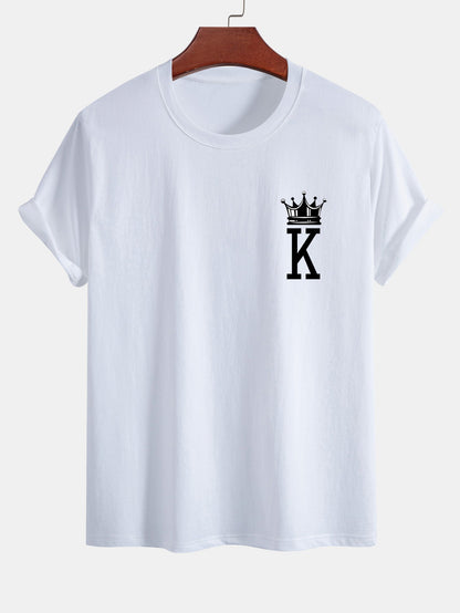 Regular Fit Crown King Print Cotton T-Shirt