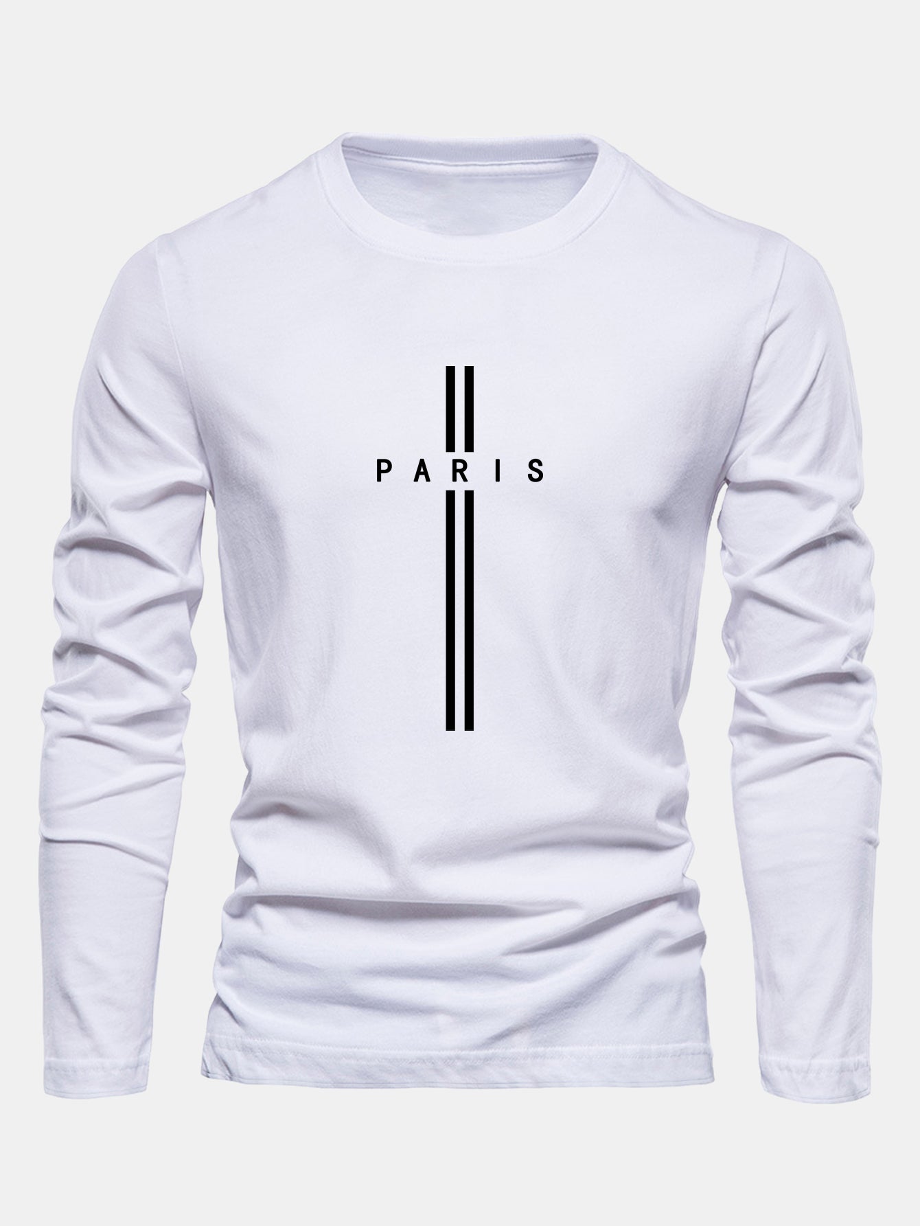 Long Sleeve Paris Stripe Print Cotton T-Shirt